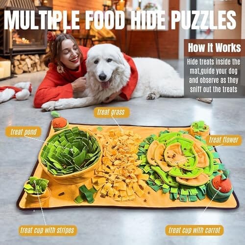 Snuffle Mat for Dogs Large Dog Snuffle Mat with Squeaky Plush Carrot Toy