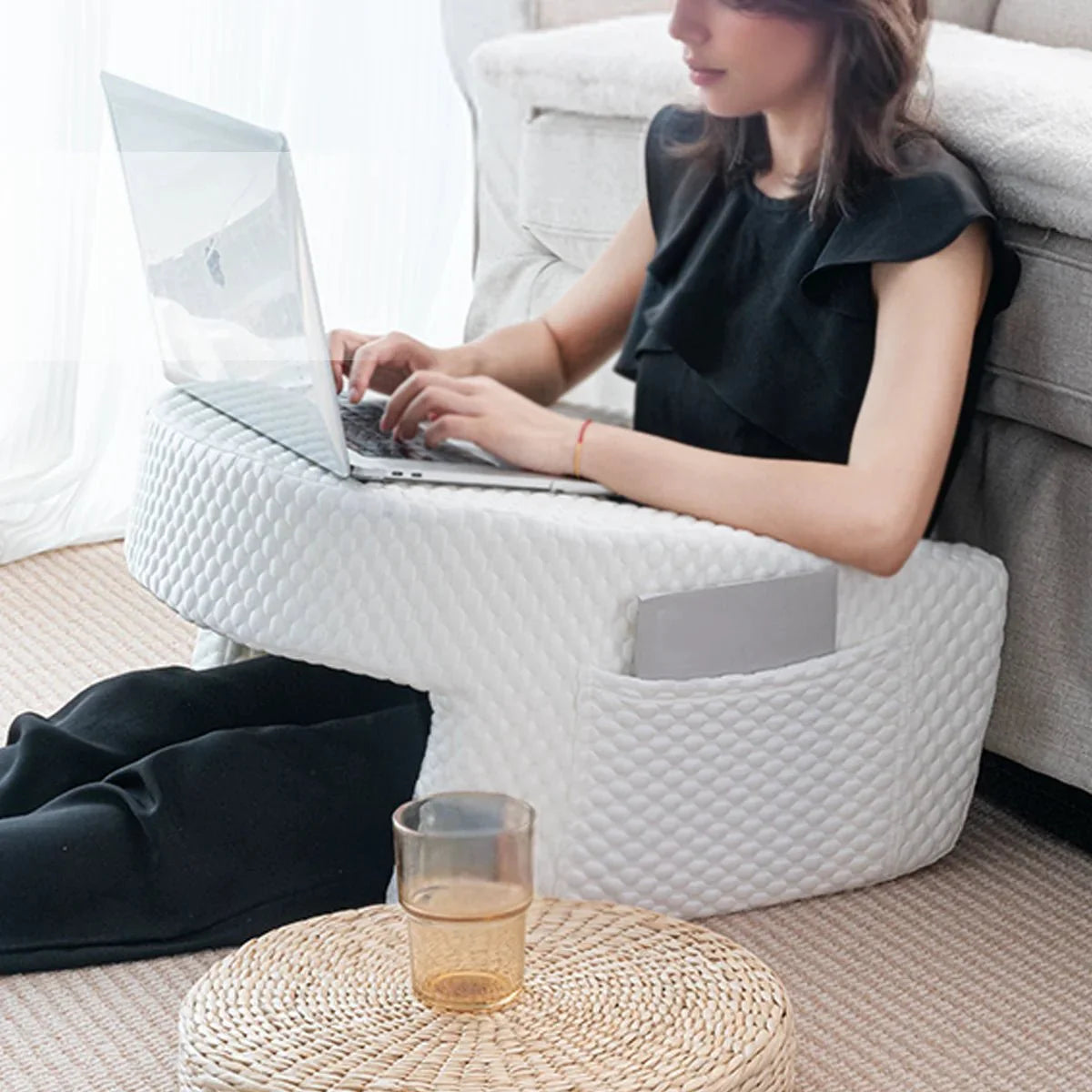 Soft Reading Pillow with Arm Rest Lap Desk Pillow for Working