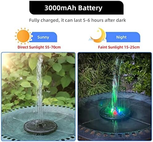 Solar Powered Water Fountains with Color LED Lights 7 Nozzles & 4 Fixers for Garden Small Pond Outdoor Swimming Pool Fish Tank