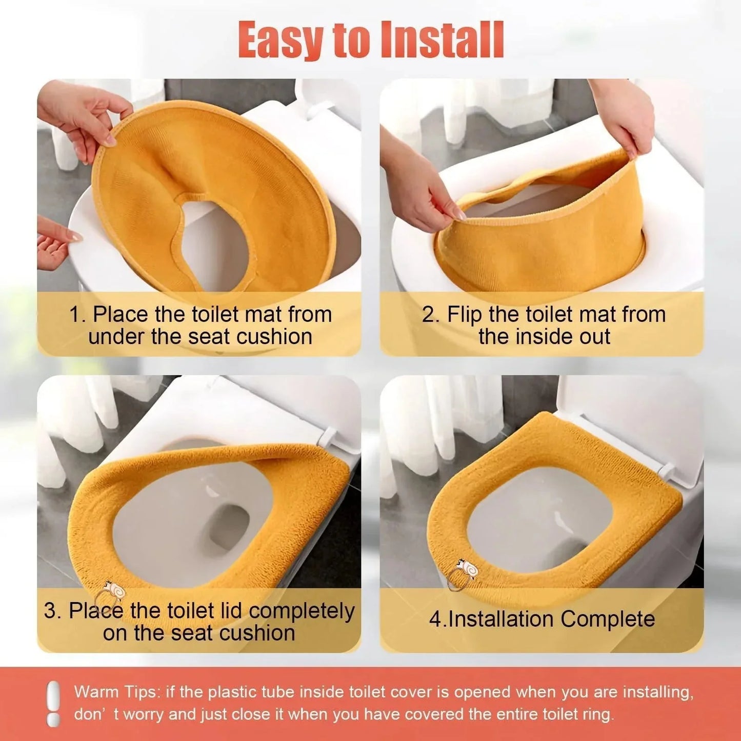 Thicker Bathroom Toilet Seat Cover Pads - Soft Warmer Toilet Seat Cushion