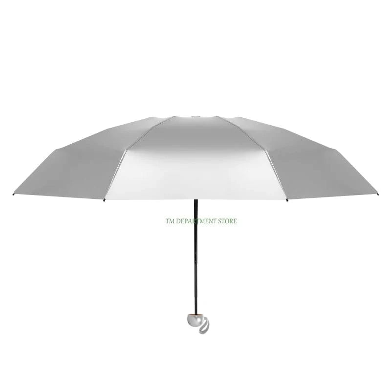 Titanium Silver 8 Ribs Pocket Mini Umbrella: Anti-UV Sun Umbrella, UPF Protection