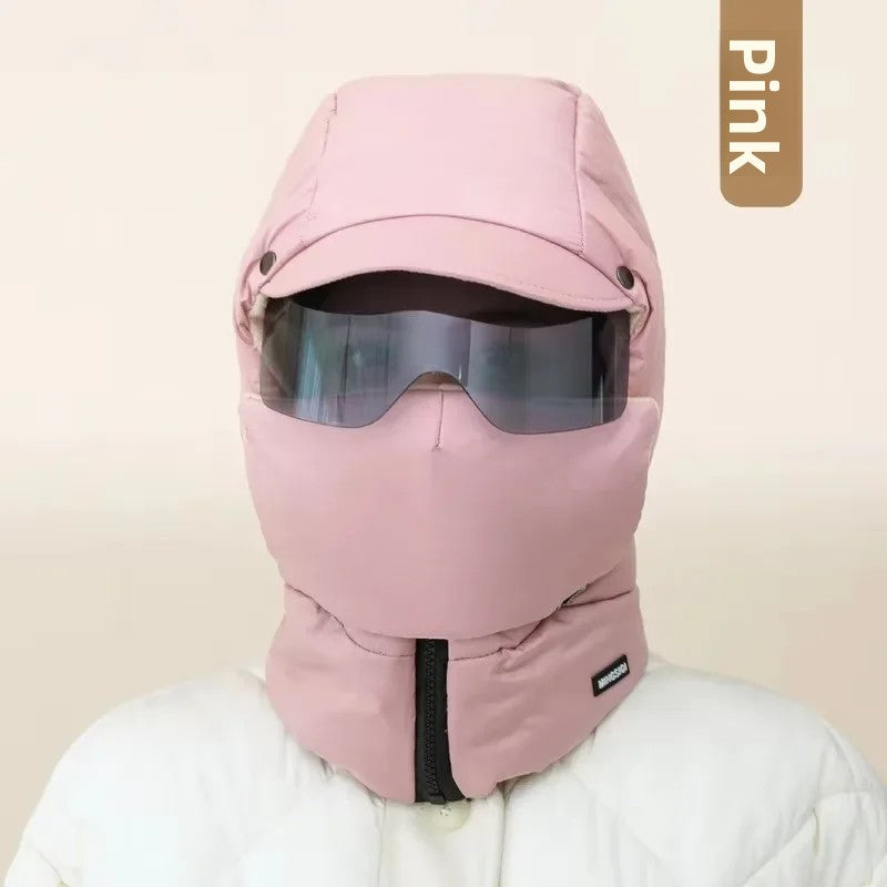 Winter Ski Balaclava Mask – Windproof Full Face Cover with Goggles, Thick Plush Thermal Motorcycle Mask for Men & Women