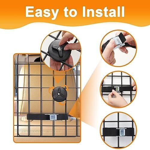 Universal Fit Adjustable Heavy-Duty Pet SUV Divider Gate with Metal Mesh for Safety Driving Travel Accessories