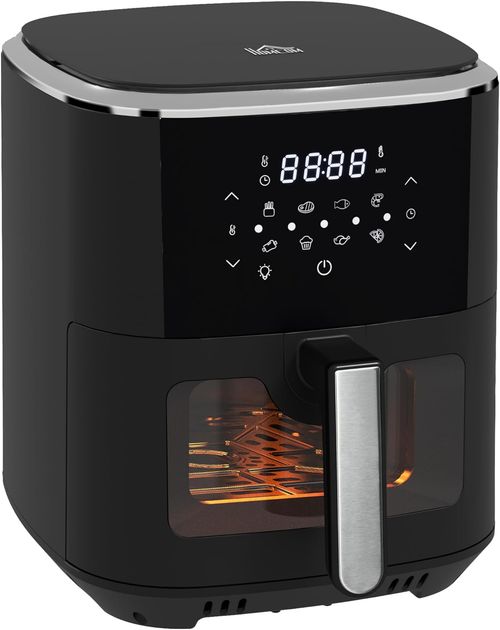 1500W 4 in 1 Air Fryer w/ Air Fry Bake Roast Dehydrator Function Cookbook 6.5L