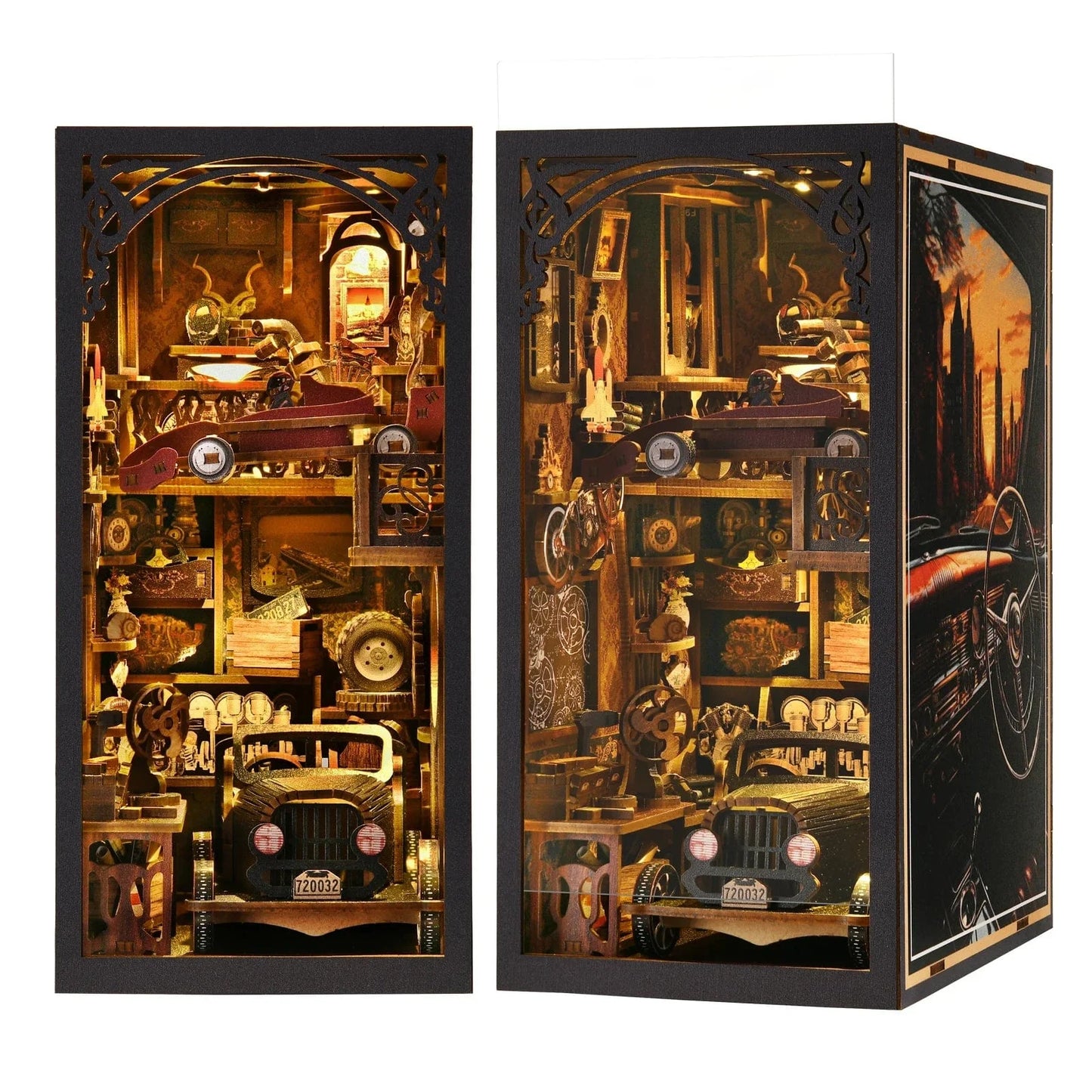 VintageVroom: Model Car Wooden DIY 3D Puzzle Book Nook Kit