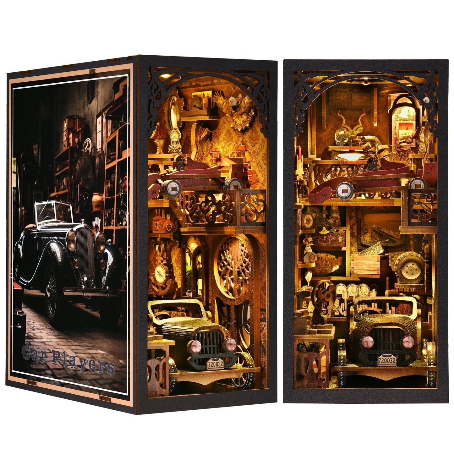VintageVroom: Model Car Wooden DIY 3D Puzzle Book Nook Kit