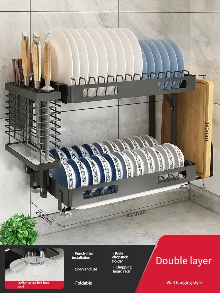 Wall-Mounted Dish Drying Rack: Space-Saving Kitchen Organizer