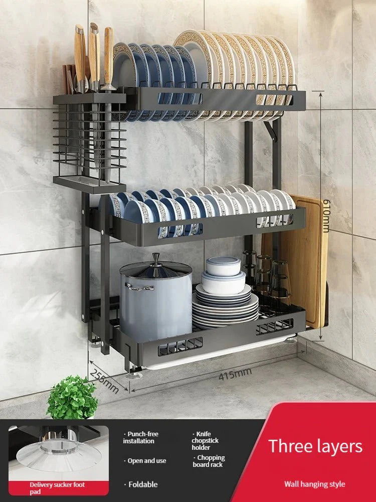 Wall-Mounted Dish Drying Rack: Space-Saving Kitchen Organizer
