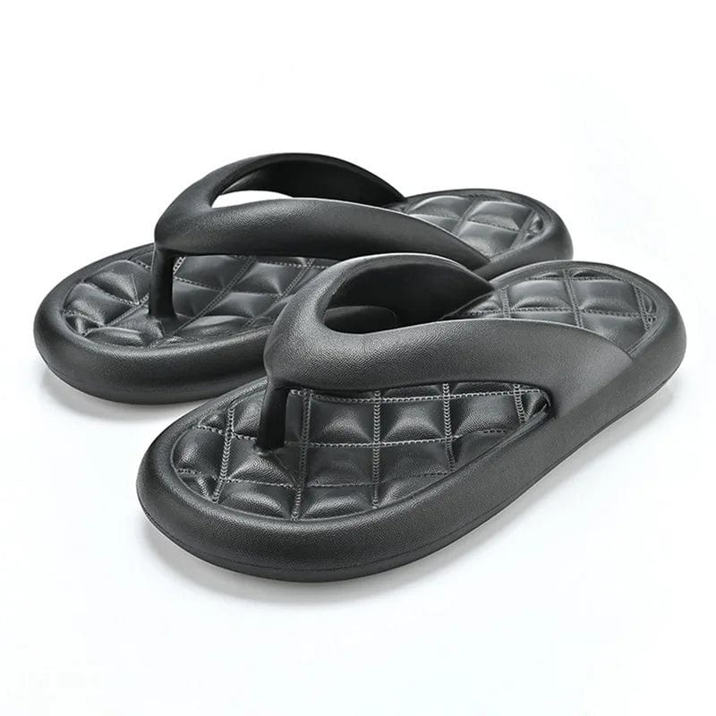 Women's Solid Summer Slippers - Men's Breathable Square Thick EVA Soft Flip-Flop