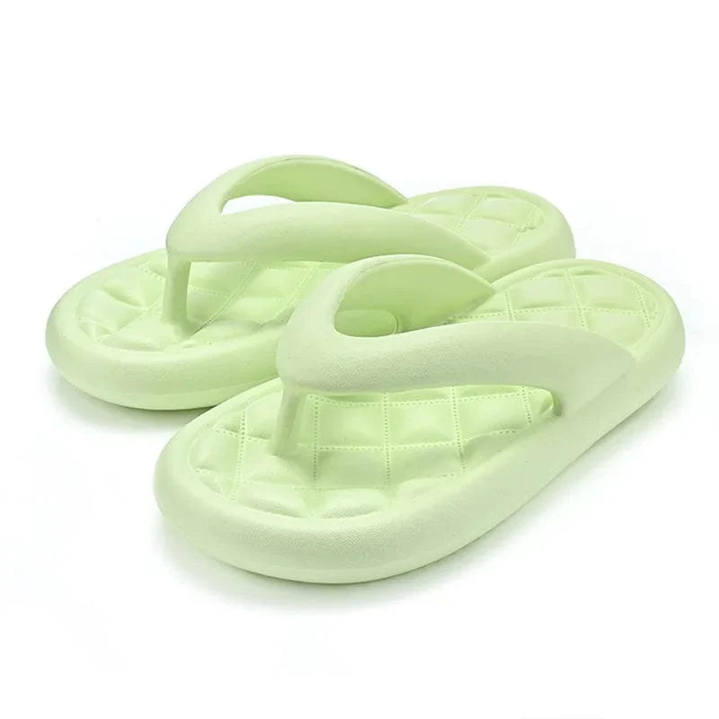 Women's Solid Summer Slippers - Men's Breathable Square Thick EVA Soft Flip-Flop