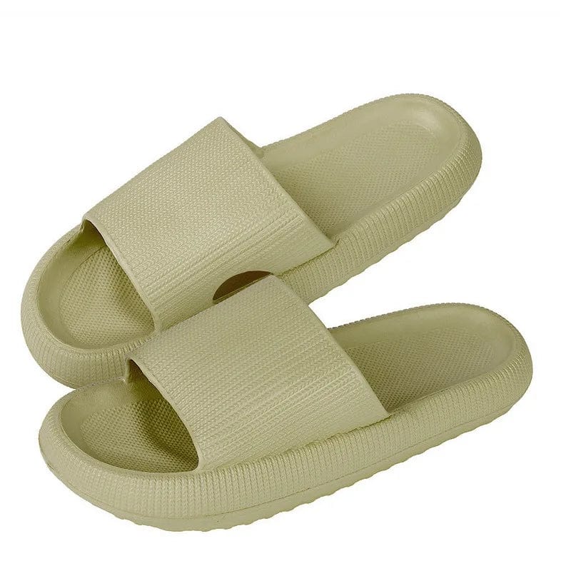 Women's Solid Summer Slippers - Men's Breathable Square Thick EVA Soft Flip-Flop