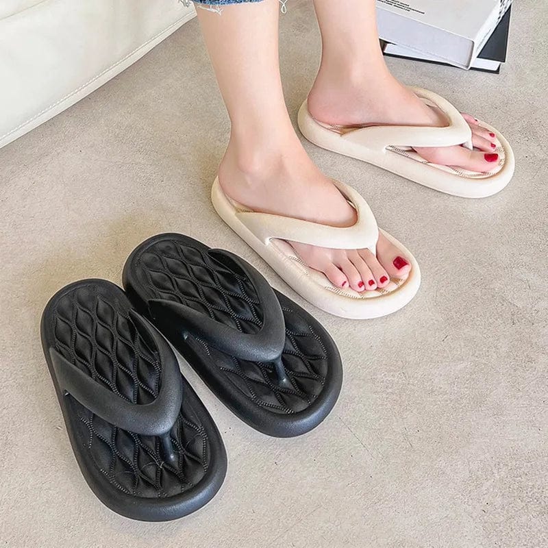 Women's Solid Summer Slippers - Men's Breathable Square Thick EVA Soft Flip-Flop