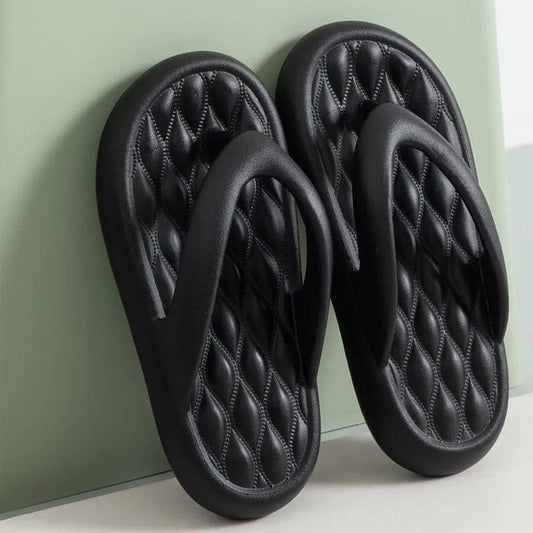 Women's Solid Summer Slippers - Men's Breathable Square Thick EVA Soft Flip-Flop