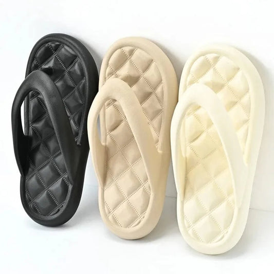 Women's Solid Summer Slippers - Men's Breathable Square Thick EVA Soft Flip-Flop
