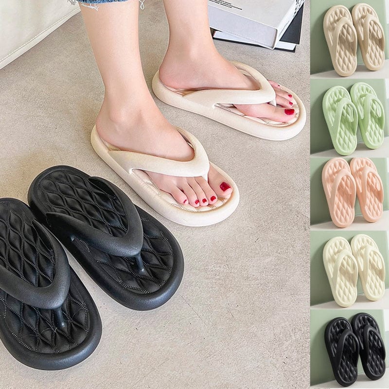 Women's Solid Summer Slippers - Men's Breathable Square Thick EVA Soft Flip-Flop