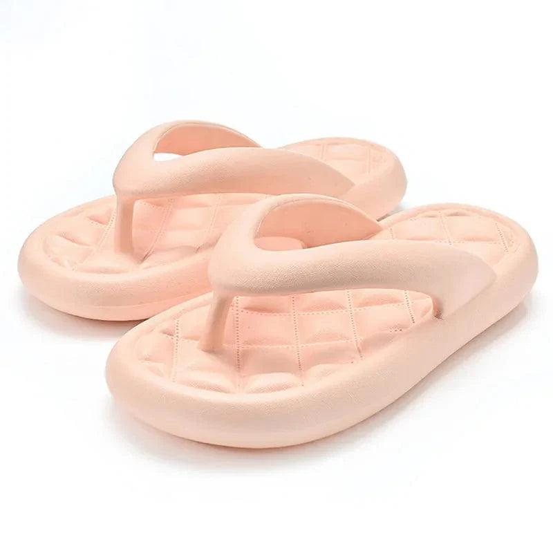 Women's Solid Summer Slippers - Men's Breathable Square Thick EVA Soft Flip-Flop