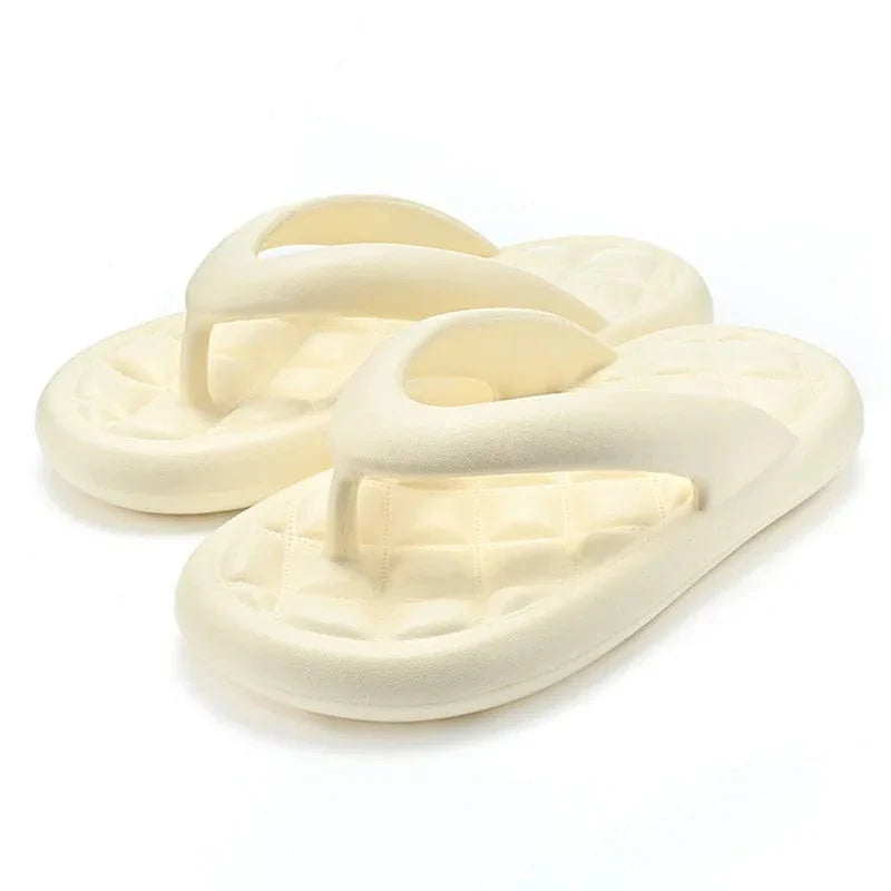 Women's Solid Summer Slippers - Men's Breathable Square Thick EVA Soft Flip-Flop