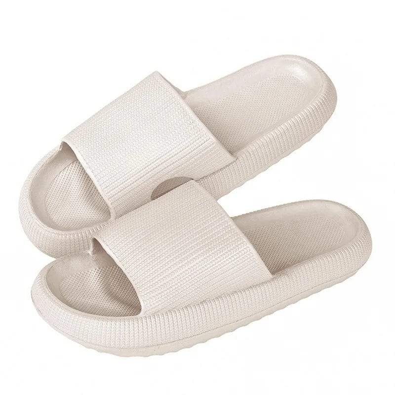 Women's Solid Summer Slippers - Men's Breathable Square Thick EVA Soft Flip-Flop