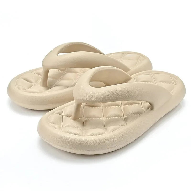 Women's Solid Summer Slippers - Men's Breathable Square Thick EVA Soft Flip-Flop