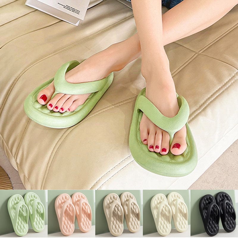 Women's Solid Summer Slippers - Men's Breathable Square Thick EVA Soft Flip-Flop