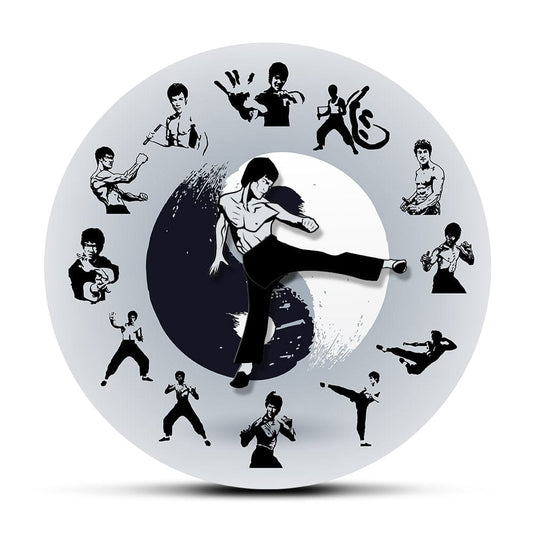 Yin Yang Bruce Lee Kung Fu Wall Clock