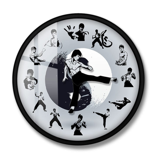 Yin Yang Bruce Lee Kung Fu Wall Clock