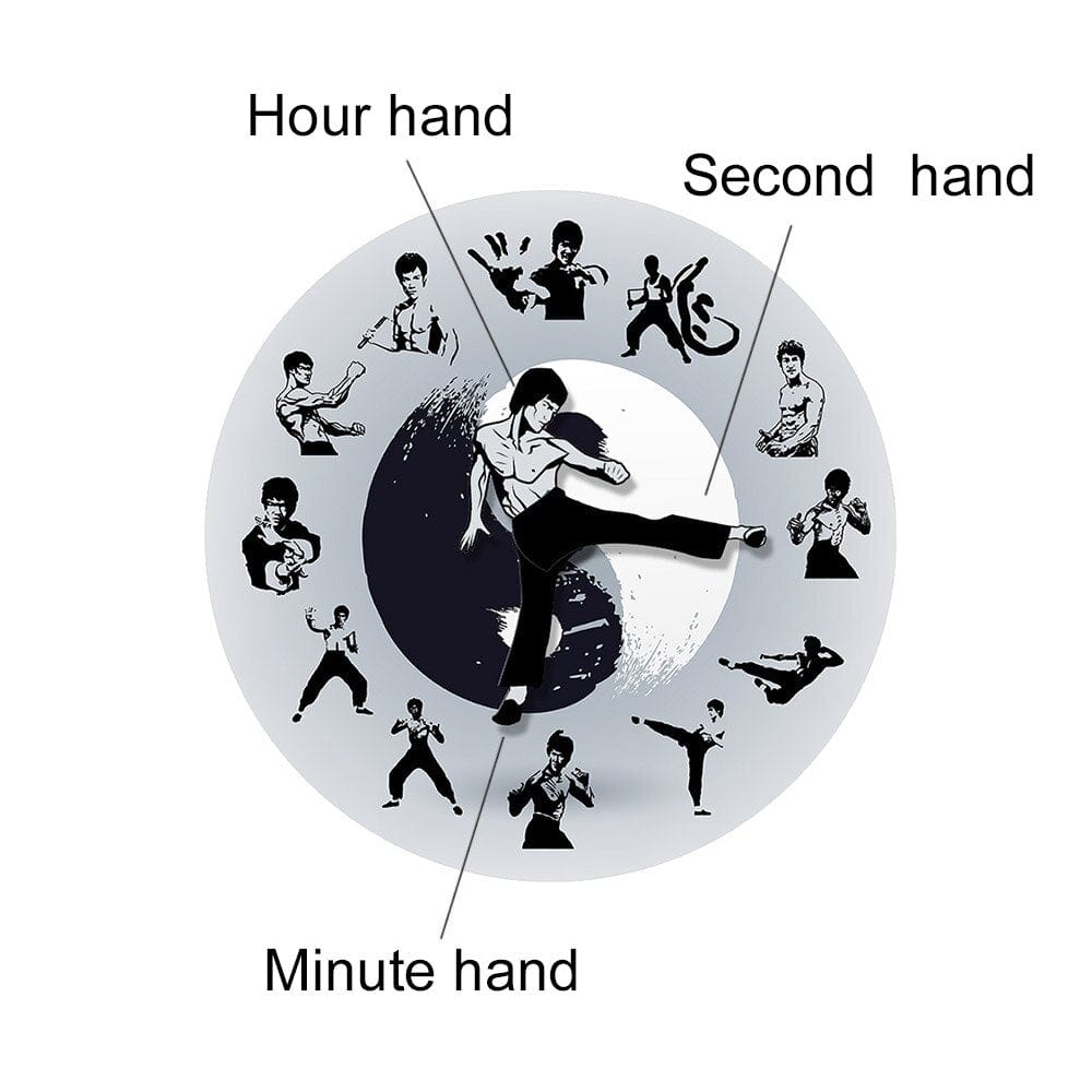 Yin Yang Bruce Lee Kung Fu Wall Clock