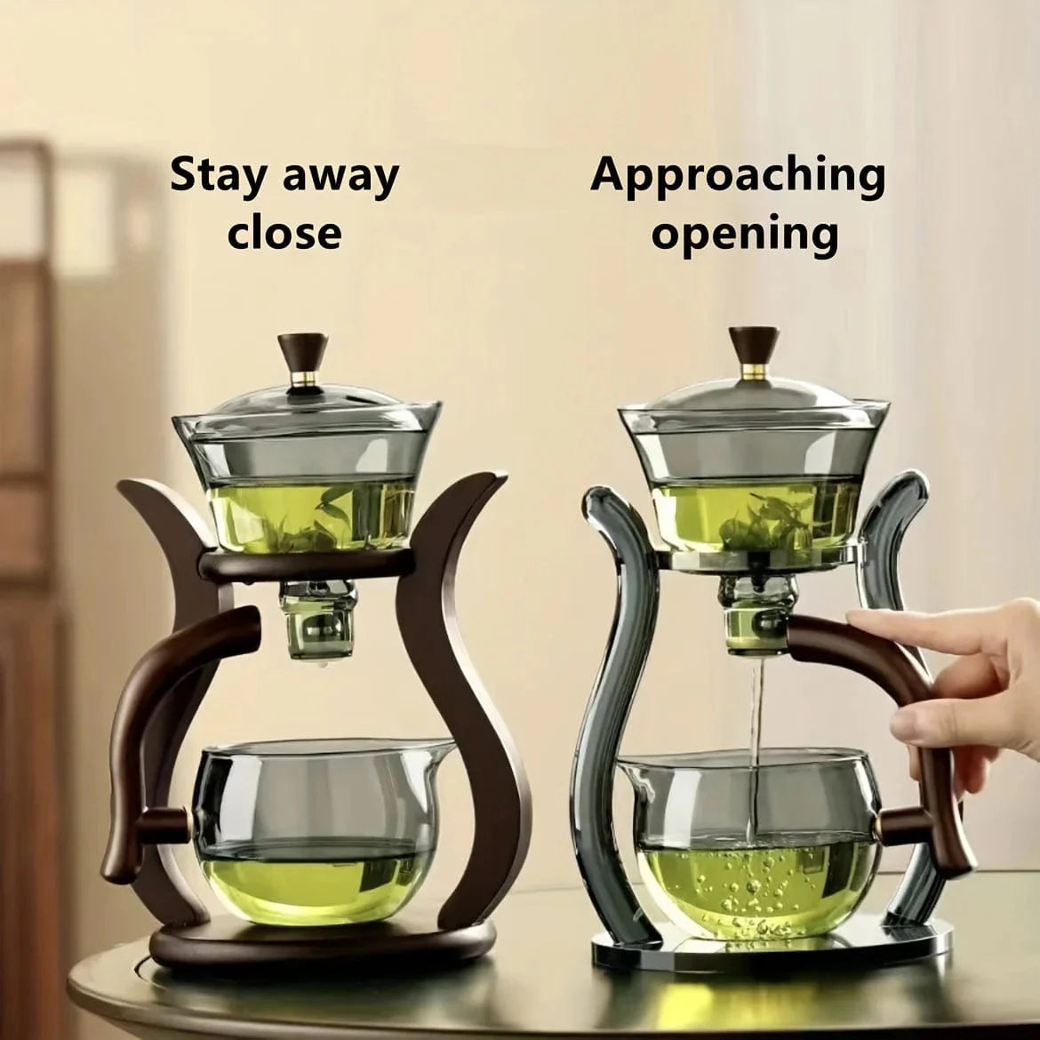 ZenFlow: Lazy Chinese Glass Tea Set with Magnetic Switch Infuser