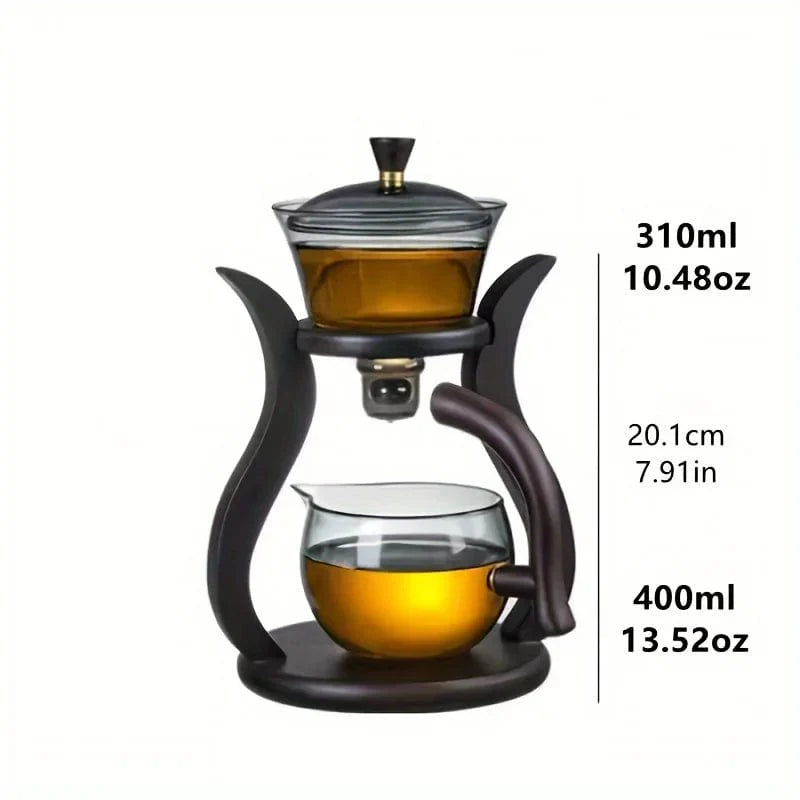 ZenFlow: Lazy Chinese Glass Tea Set with Magnetic Switch Infuser