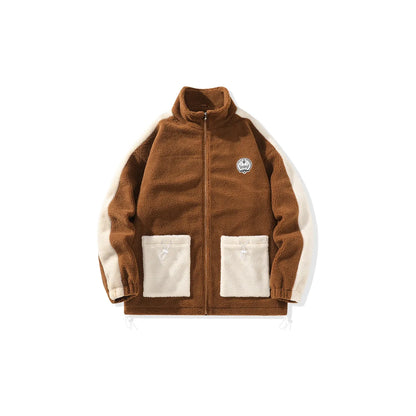 Doraemon© - Sherpa Fleece Robot Cat Embroidery - Utility Pocket Design - Fleece-Lined Thickened Jacket
