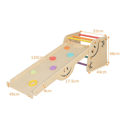Indoor Climbing Toys for Kids Wooden Climber Set with Step Stool