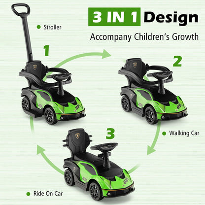 Luxury Lamborghini Ride-On Car for Kids with Convenient Push Handle