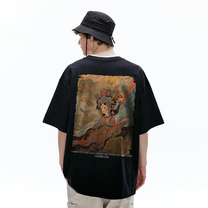 SWAMP AREA© - American High Street - Vintage Portrait Oil Painting Design -  Loose-Fit Drop-Shoulder  Short-Sleeve T-Shirt