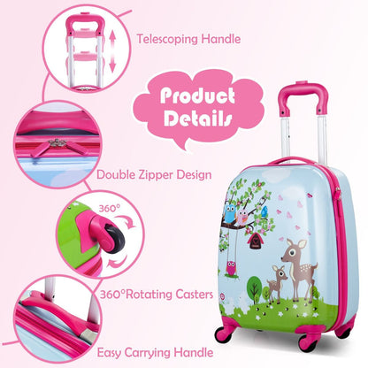 2 Pieces Kids Luggage Set with Carry-On Suitcase and Backpack-Forest