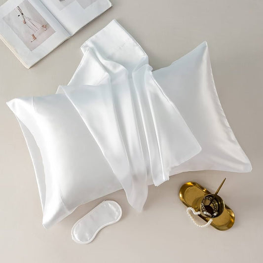 Natural 100% Mulberry Silk Pillowcase - White, Khaki, Silver, Grey & Blue