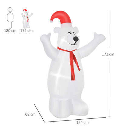 6ft Tall Outdoor Inflatable Bear Airblown Projection Holiday Christmas Lawn Décor