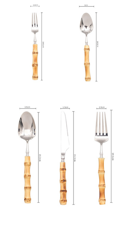 Sagano Natural Bamboo Stainless Steel Cutlery Set