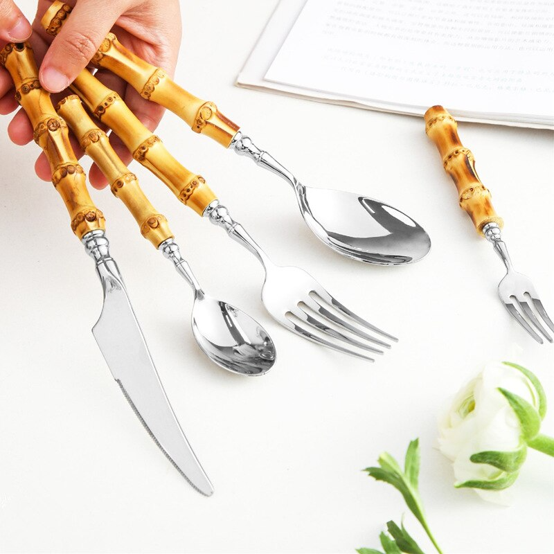 Arashiyama Natural Bamboo Stainless Steel Cutlery Set