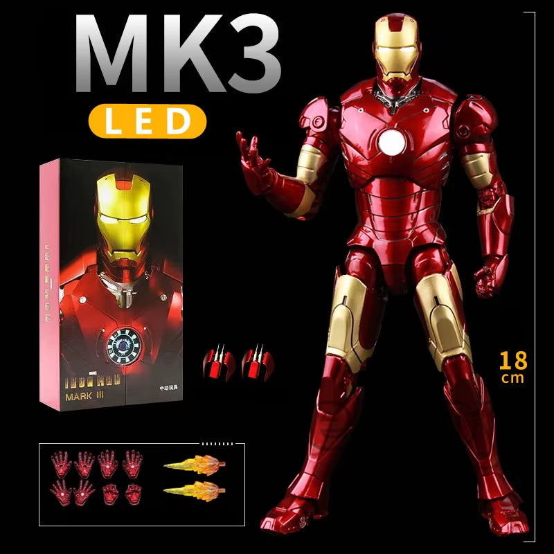 LED Light Iron Man 7" Movie Action Figure Tony Stark Legends Toys