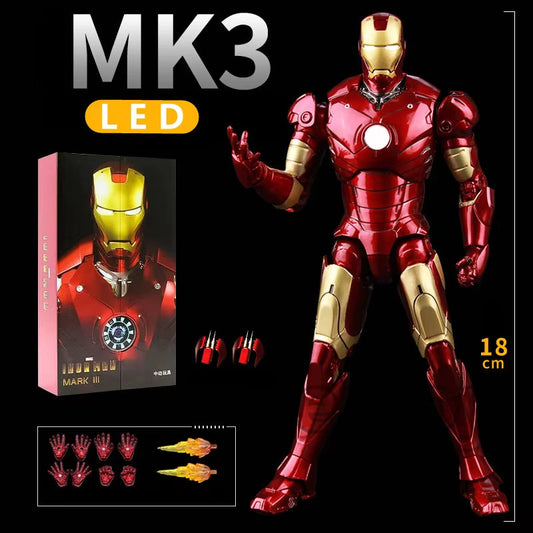 LED Light Iron Man 7" Movie Action Figure Tony Stark Legends Toys