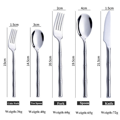 Aldomara Bamboo Gold/Silver Cutlery Set