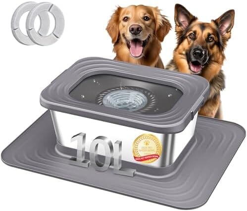 10L Stainless Steel Dog Water Bowl  Spill-Proof Slow Feeder for Messy Drinkers