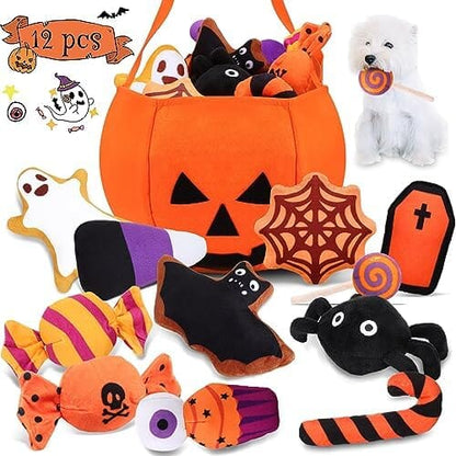 12 Pcs Halloween Pumpkin Set Halloween Dog Toys
