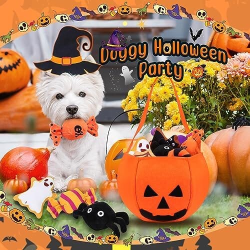 12 Pcs Halloween Pumpkin Set Halloween Dog Toys