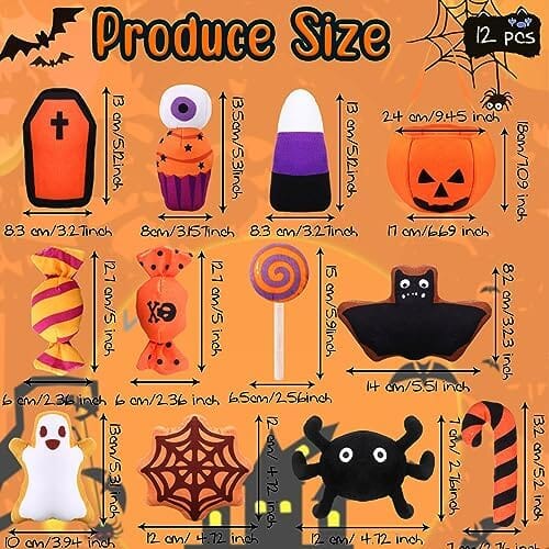 12 Pcs Halloween Pumpkin Set Halloween Dog Toys