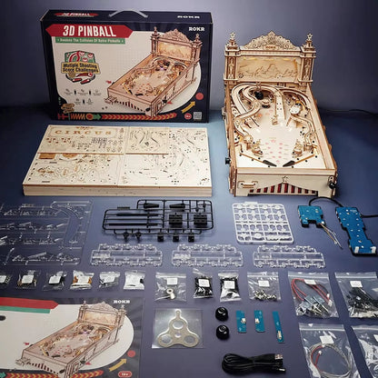 ROKR Vintage 3D Pinball Machine - Fun for Kids and Adults, Perfect Family Party Game, Easy Assembly Wooden Puzzle EG01