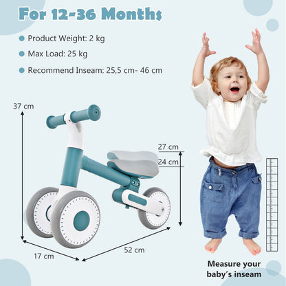 Baby Balance Bike Toddler Walker Training Bicycle with Adjustable Seat