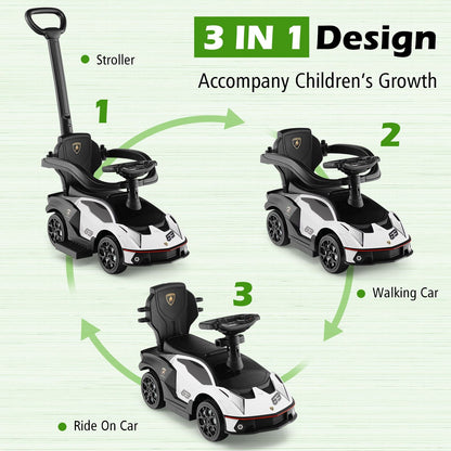 Luxury Lamborghini Ride-On Car for Kids with Convenient Push Handle