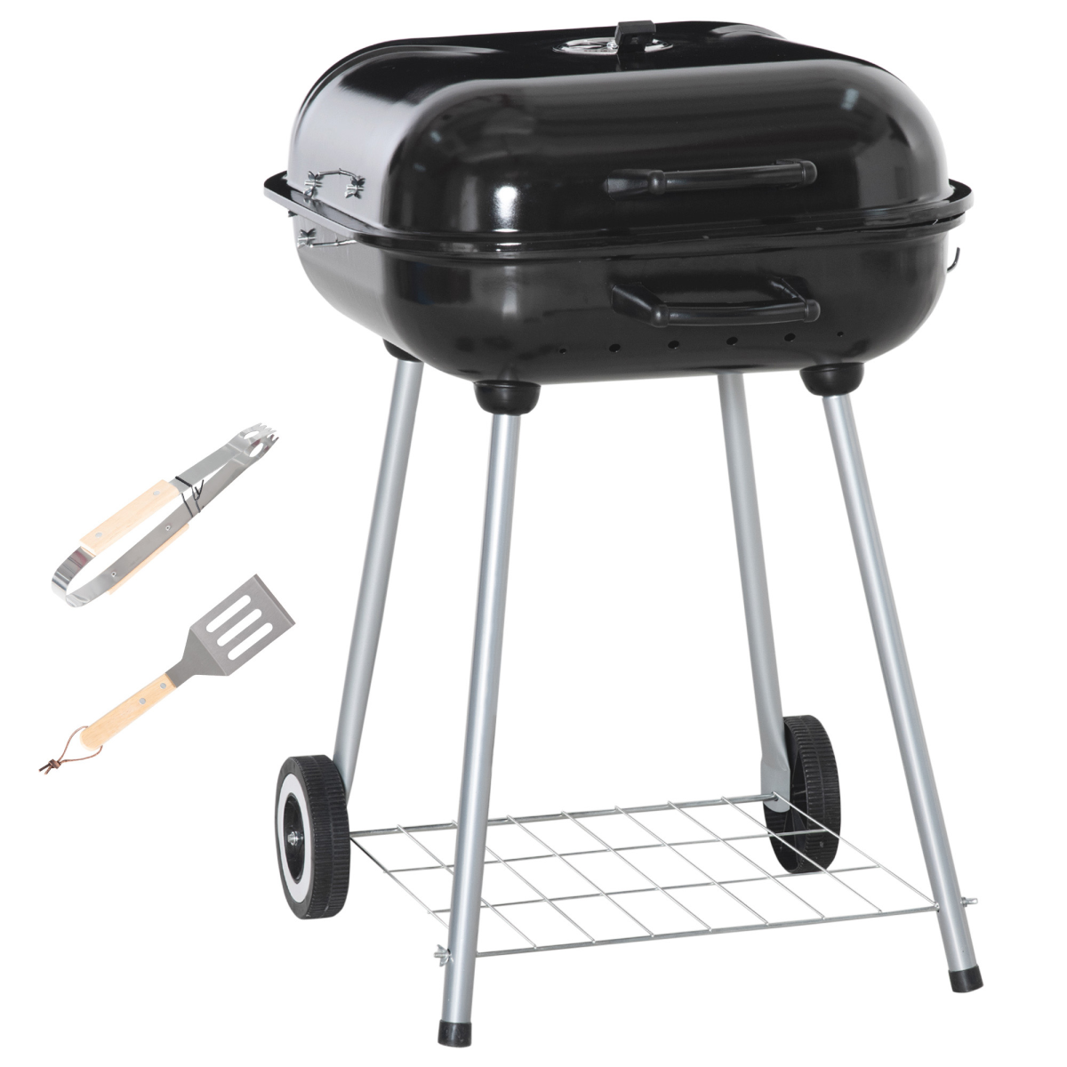 Portable BBQ Charcoal Smoker Grill with Wheels