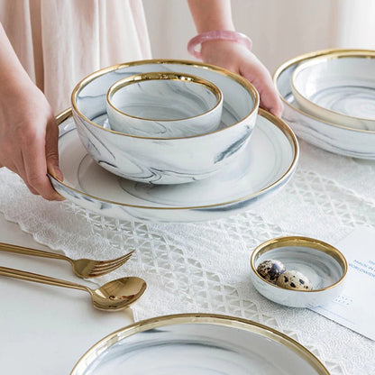 Catalina White Marble Luxury Dinnerware Set